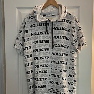 Hollister Black and White Logo Hoodie